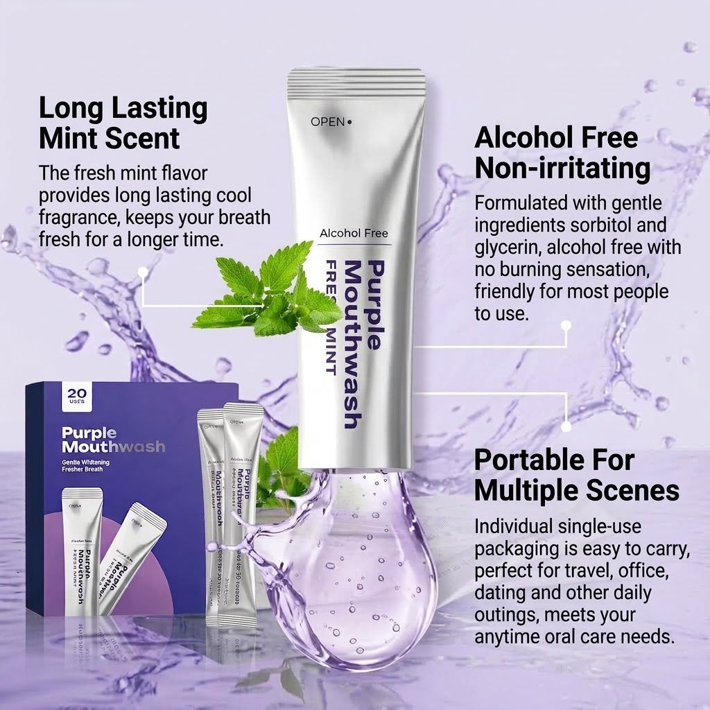 Purple Teeth Whitening Mouthwash Gentle Cleaning