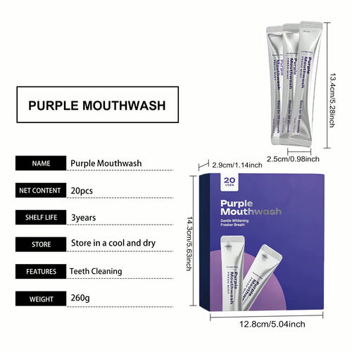 Purple mouthwash single-use strip